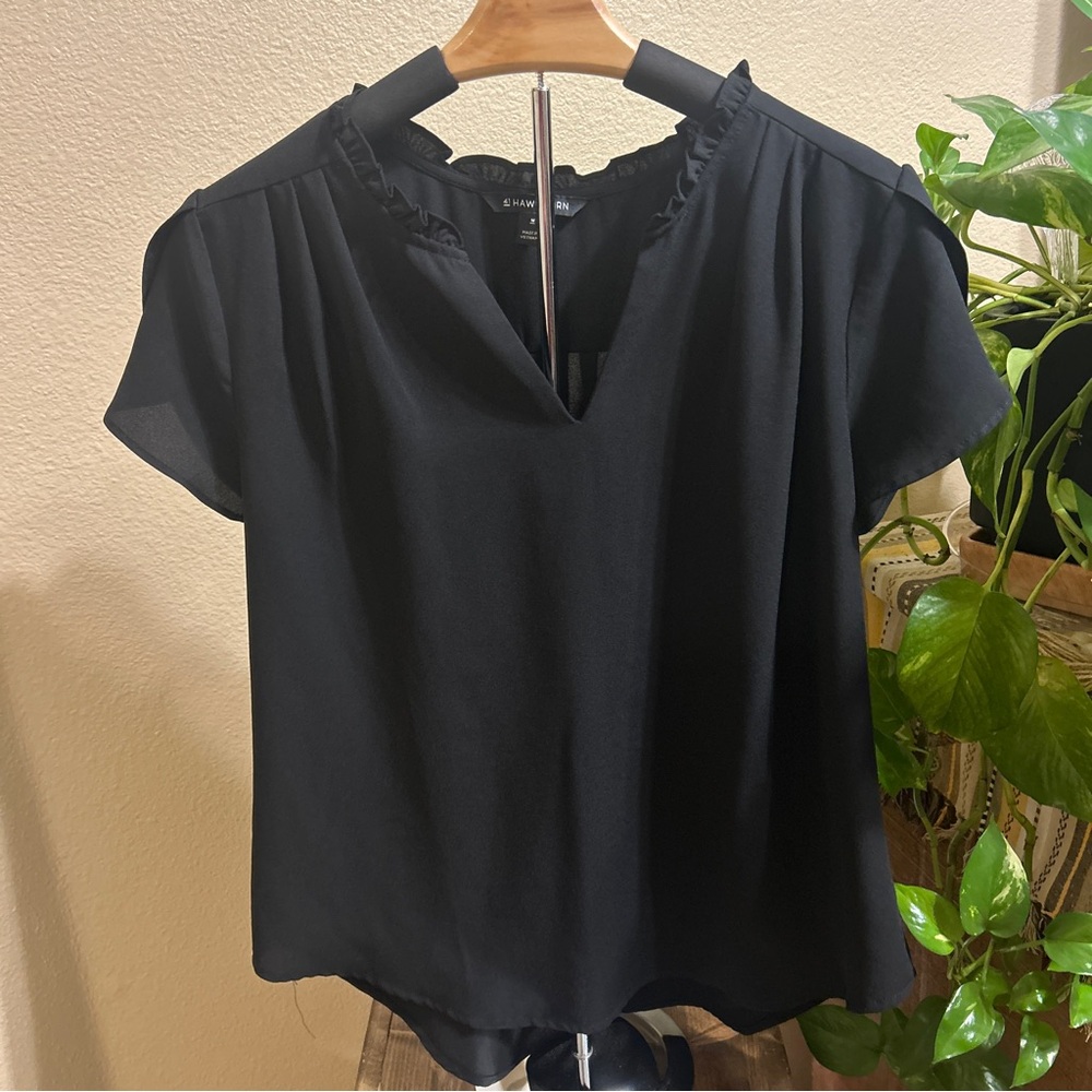 41 Hawthorn Black Ruffle Blouse